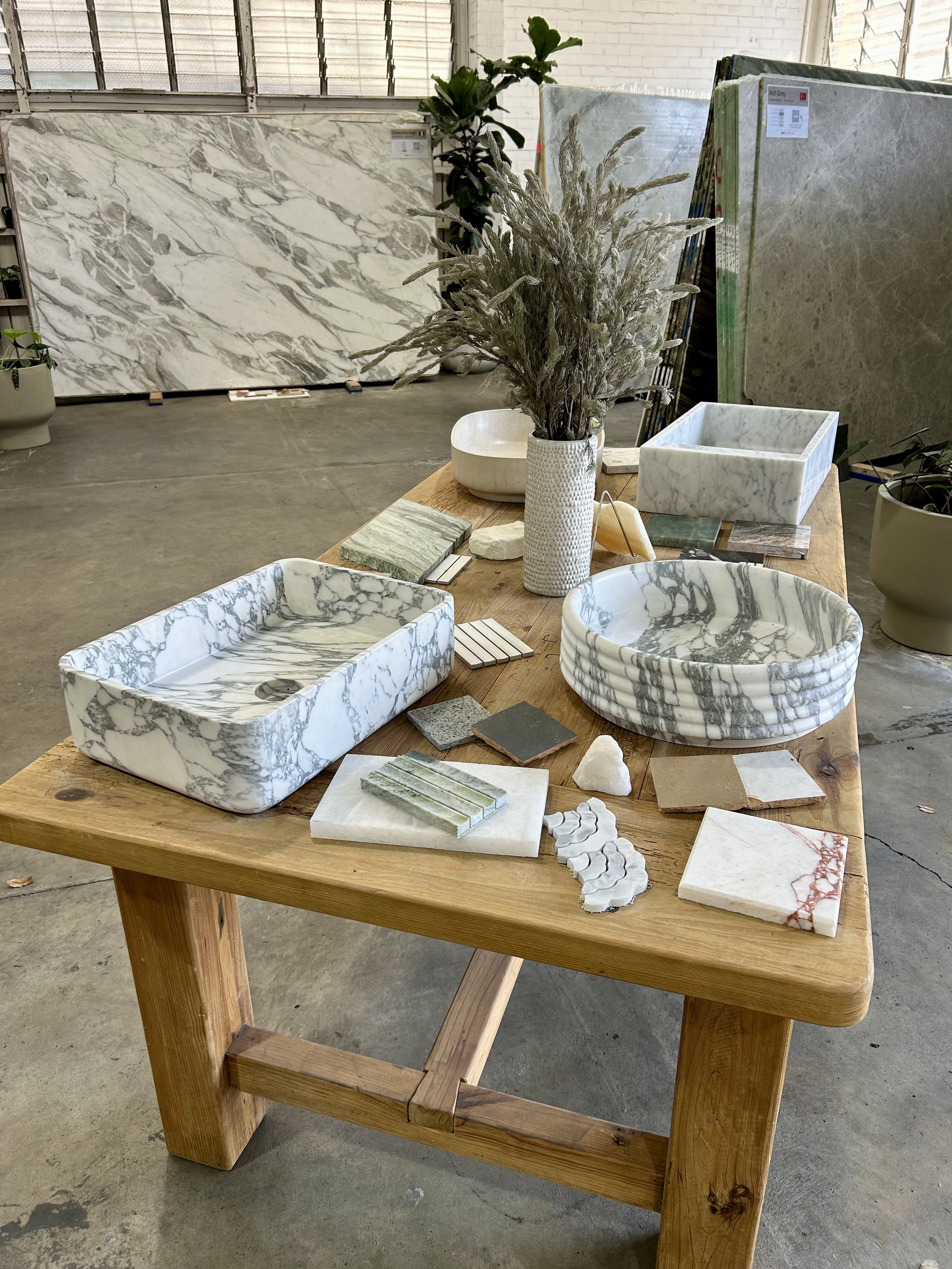 Stone tile range on display